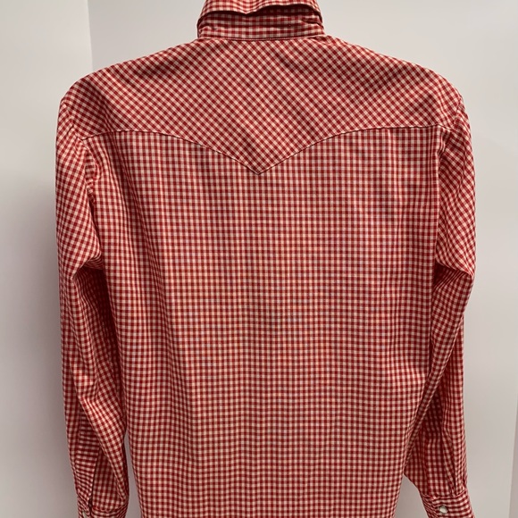 Vintage H Bar C Red Plaid Pearl Snap Western Shirt Size 15 1/2-33 Made In USA - Picture 8 of 9
